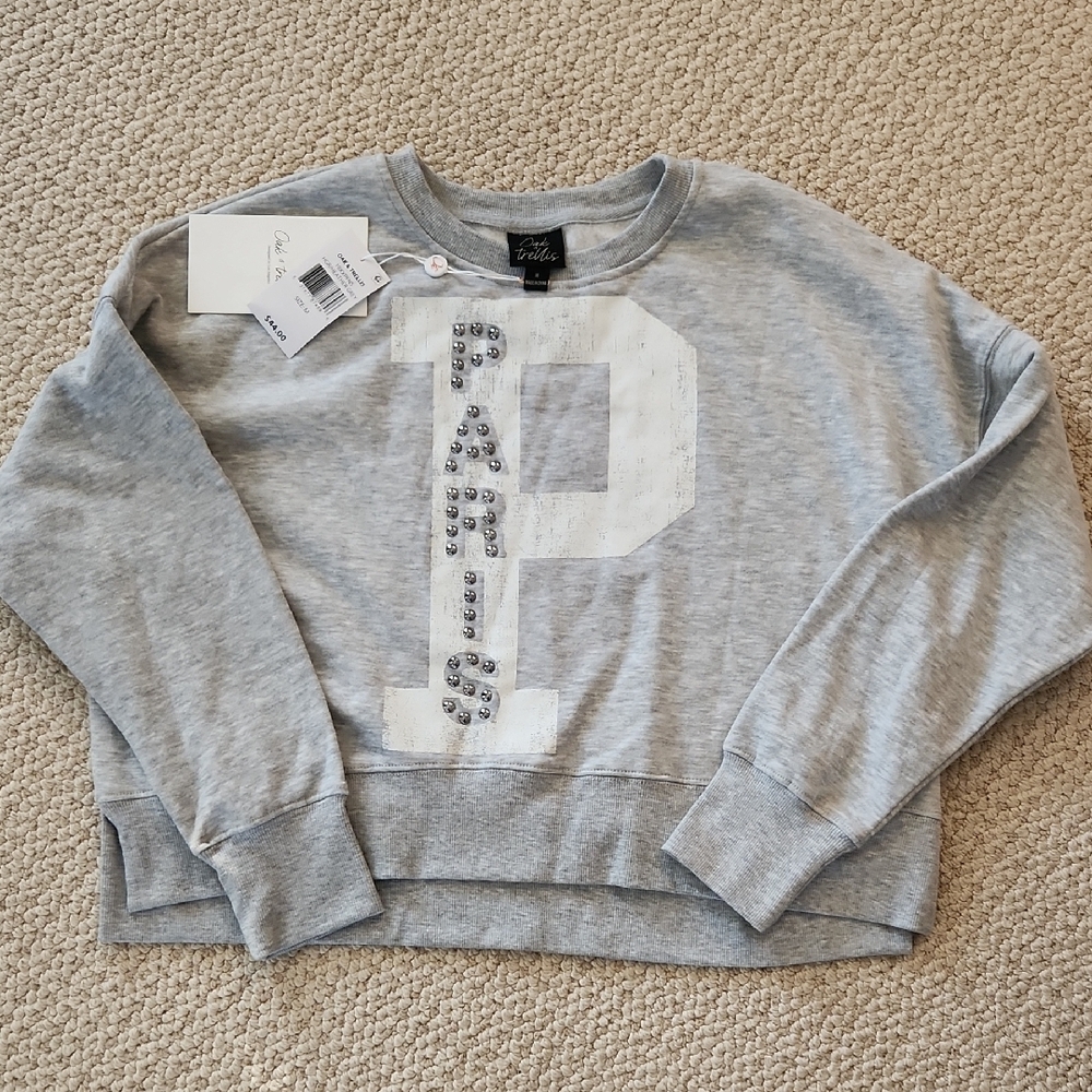 Oak And Trellus Gray Paris Sweatshirt Juniors New